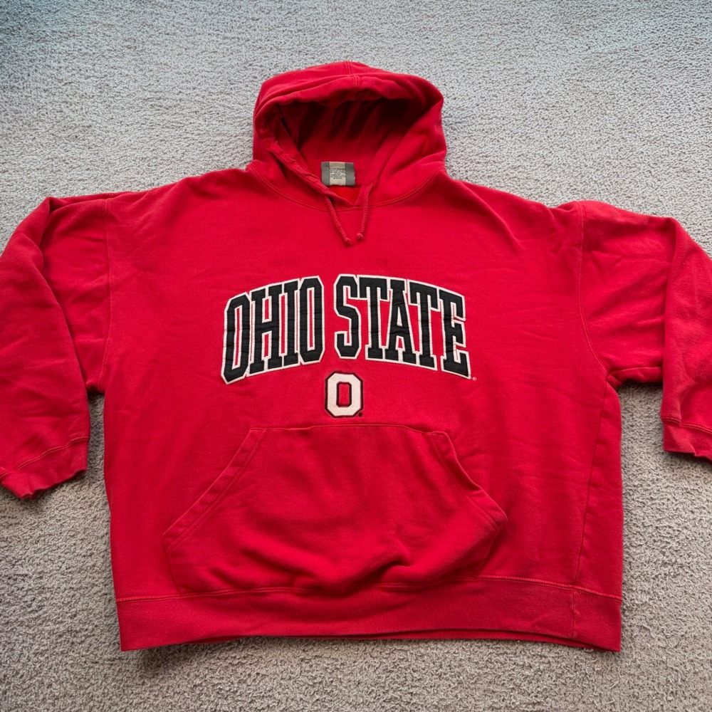 Ohio State Buckeyes Red Embroidered Hoodie Sweatshirt 2XL Womens J. America